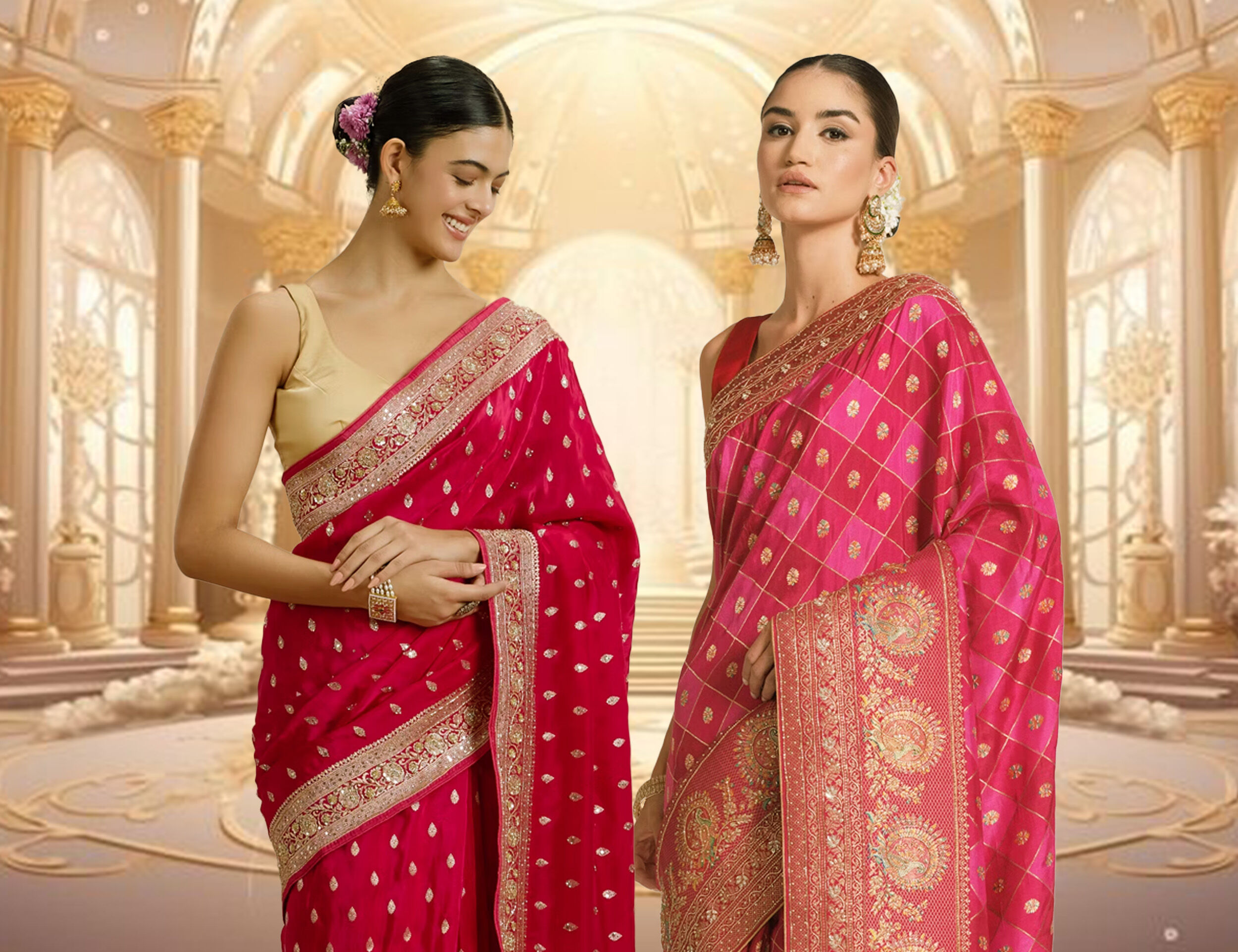 Woman wearing a red saree